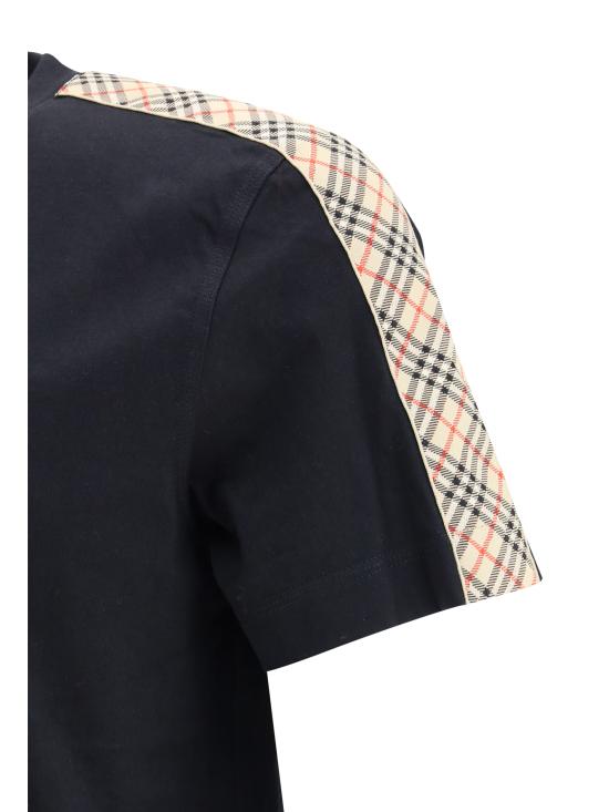 26SS 버버리 체크 트리밍 코튼 티셔츠 8106248 A1189 BLACK - BURBERRY