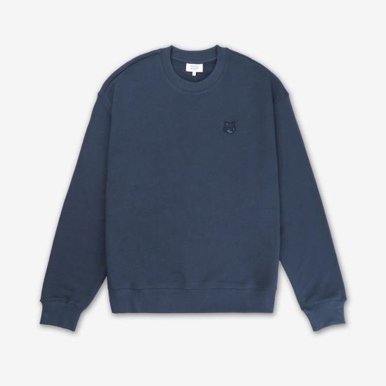  메종키츠네 볼드 폭스 헤드 패치 컴포트 스웨트셔츠 MM00316KM0321P476 INK BLUE DOM