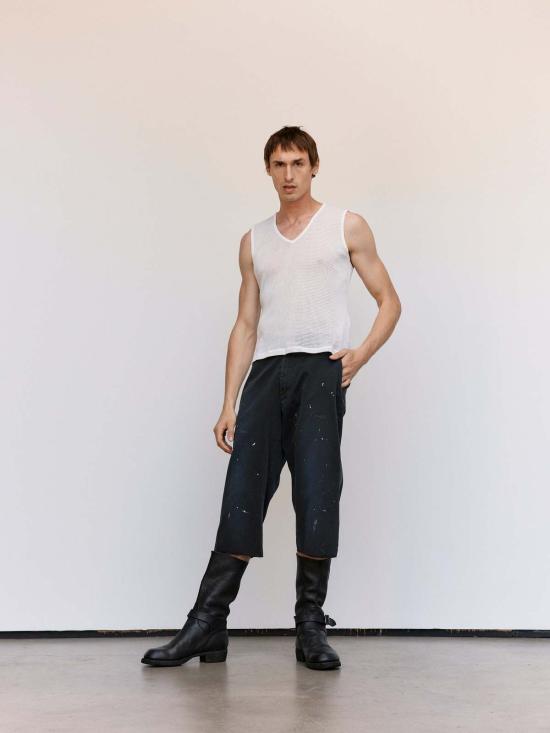  MM6 메종마르지엘라 민소매 티셔츠 Mm6 메종 마르지엘라 니트 탱크 탑 화이트 - MM6 MAISON MARGIELA