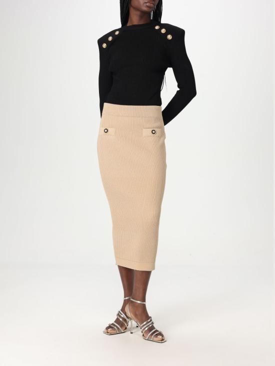 25FW 발망 미디 스커트 EF1LD022KI10 0DC Nude - BALMAIN