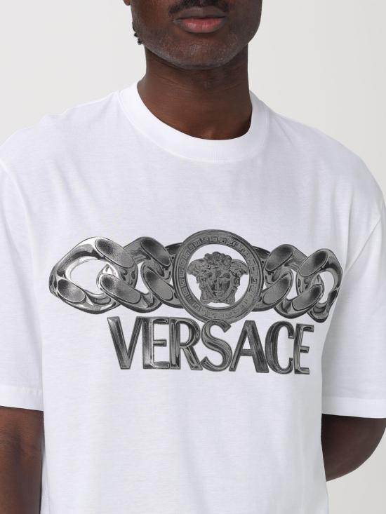 25FW 베르사체 반팔 티셔츠 10133021A13405 2W580 White - VERSACE