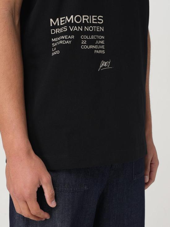 25FW 드리스 반 노튼 반팔 티셔츠 2510211091600 900 Black - DRIES VAN NOTEN