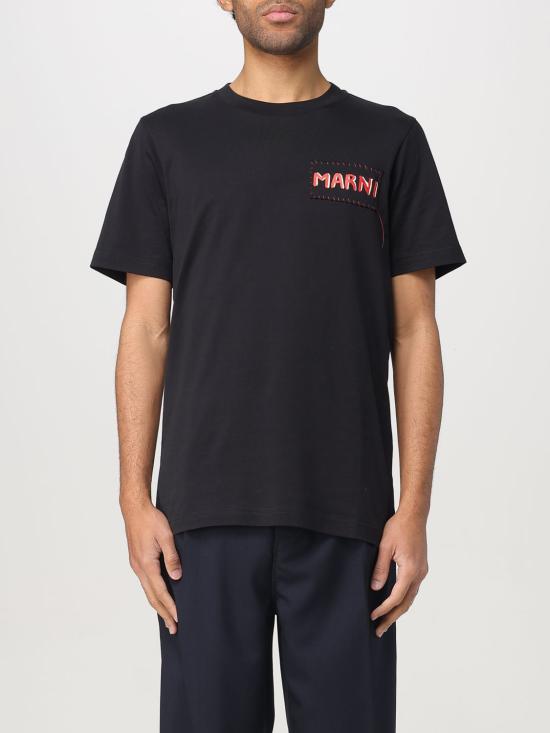 25FW 마르니 반팔 티셔츠 HUMU0198X0UTC446 00N99 Black