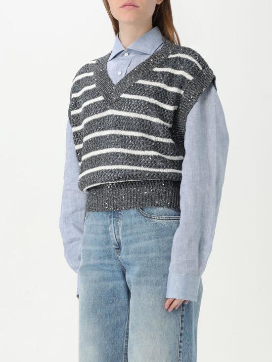 25SS 브루넬로 쿠치넬리 베스트 MCO558902 CAS74 Blue - BRUNELLO CUCINELLI