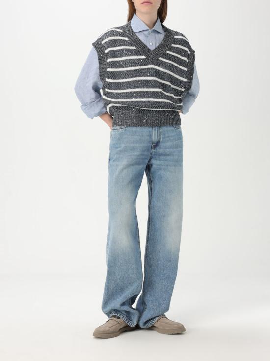 25SS 브루넬로 쿠치넬리 베스트 MCO558902 CAS74 Blue - BRUNELLO CUCINELLI