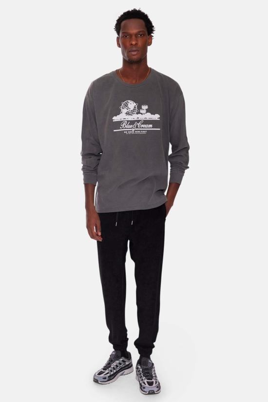  블루&크림 트레이닝/조거 팬츠 테리 조거 제트 블랙 - BLUE&CREAM