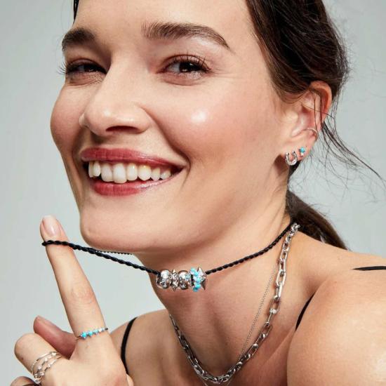  Adina Reyter 싱글 이어링 아디나 레이터 바게트 + 터키석 말굽 럭키 빅 비즈 - ADINA REYTER