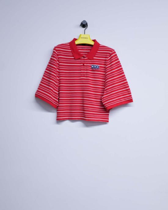  마틴로즈 폴로 티셔츠 마틴 로즈 반팔 쉬런큰 폴로 레드/화이트 - MARTINE ROSE