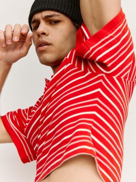  마틴로즈 폴로 티셔츠 마틴 로즈 반팔 쉬런큰 폴로 레드/화이트 - MARTINE ROSE