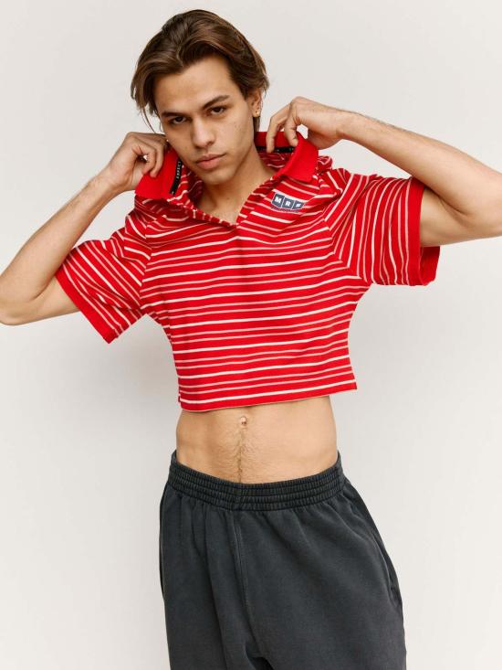  마틴로즈 폴로 티셔츠 마틴 로즈 반팔 쉬런큰 폴로 레드/화이트 - MARTINE ROSE