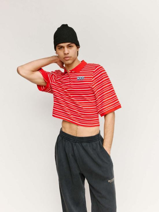  마틴로즈 폴로 티셔츠 마틴 로즈 반팔 쉬런큰 폴로 레드/화이트 - MARTINE ROSE