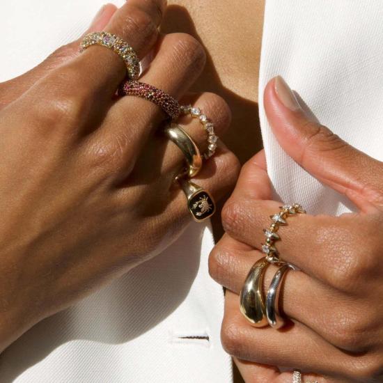  Adina Reyter 반지 조디악 세라믹 + 다이아몬드 인장 - OTHER BRANDS