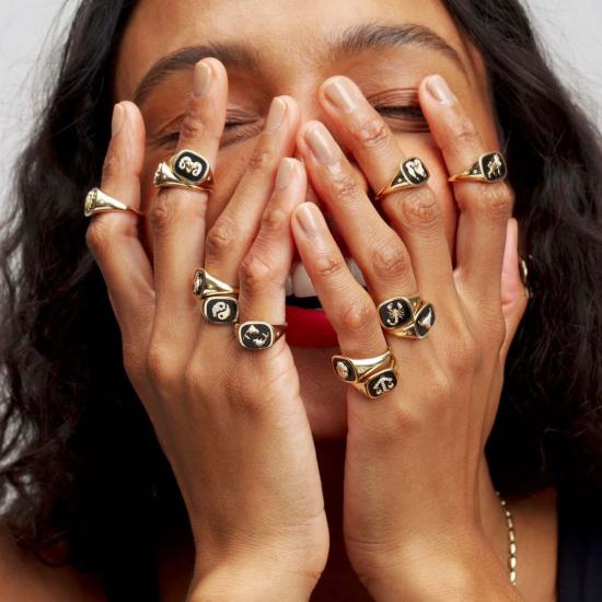  아디나 레이터 반지 Adina Reyter 조디악 세라믹 + 다이아몬드 인장 - ADINA REYTER