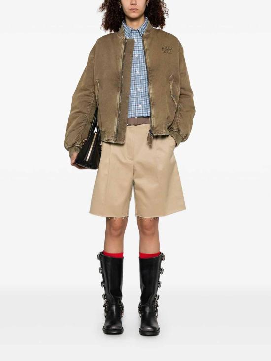  미우미우 숏팬츠 MP18561UPXSOOOF0065 Beige - MIU MIU