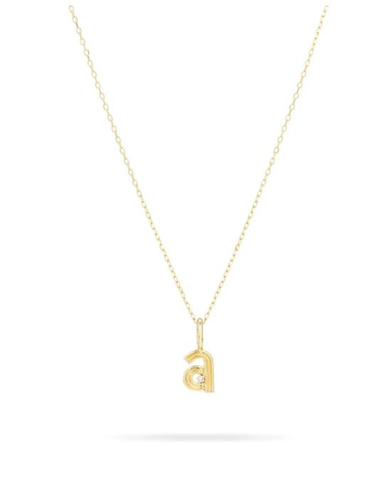  Adina Reyter 목걸이/팬던트 Groovy Diamond Initial Mini Bead Charm 14K 골드 - ADINA REYTER