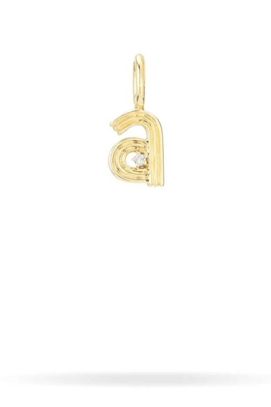  Adina Reyter 목걸이/팬던트 Groovy Diamond Initial Mini Bead Charm 14K 골드