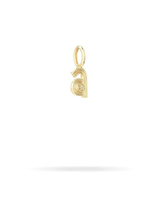  Adina Reyter 목걸이/팬던트 Groovy Diamond Initial Mini Bead Charm 14K 골드 - ADINA REYTER