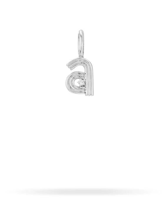  Adina Reyter 목걸이/팬던트 Groovy Diamond Initial Mini Bead Charm 14K 골드 - ADINA REYTER