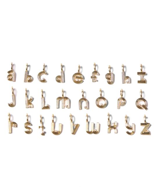  Adina Reyter 목걸이/팬던트 Groovy Diamond Initial Mini Bead Charm 14K 골드 - ADINA REYTER