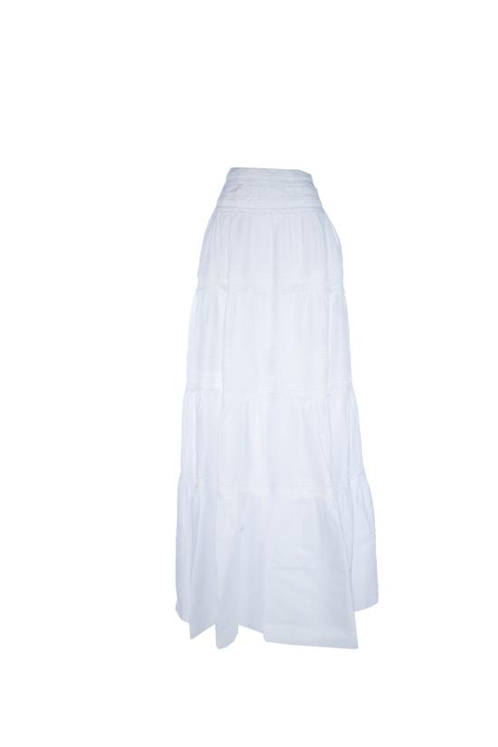 25SS 에르마노 설비노 롱 스커트 D462O339UPY 10601 BIANCO OTTICO