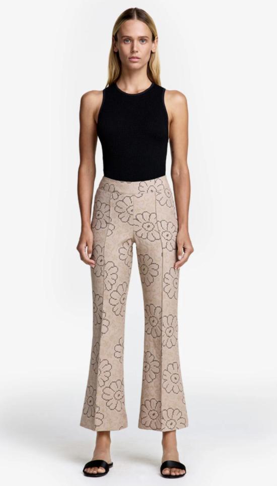  스미스 크롭 팬츠 스마이스 크롭 핀턱 자카드 팬츠 퍼티