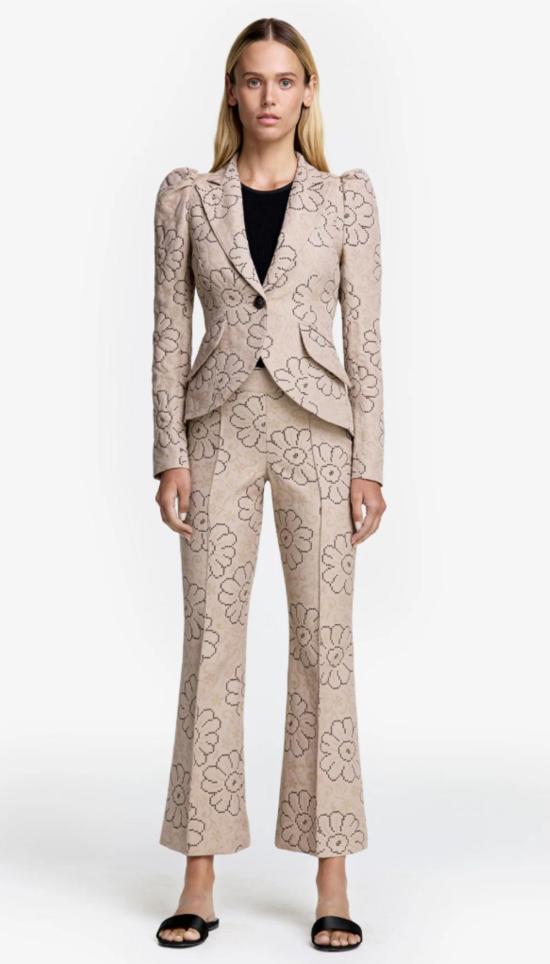  Smythe 크롭 팬츠 스마이스 크롭 핀턱 자카드 팬츠 퍼티 - OTHER BRANDS