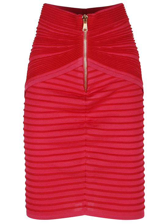 25SS 발망 미디 스커트 EF0LC047KI38 OKO FUCHSIA VIF ROUGE VIF - BALMAIN