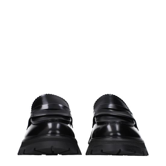 24FW 알렉산더 맥퀸 블랙 청키솔 카프스킨 모카신 666328WHZ801000 - ALEXANDER MCQUEEN