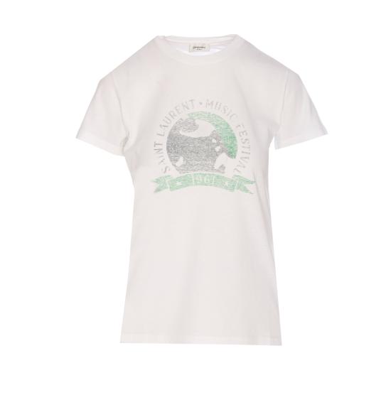 25SS 생로랑 반팔 티셔츠 817047 Y37YJ9010 White