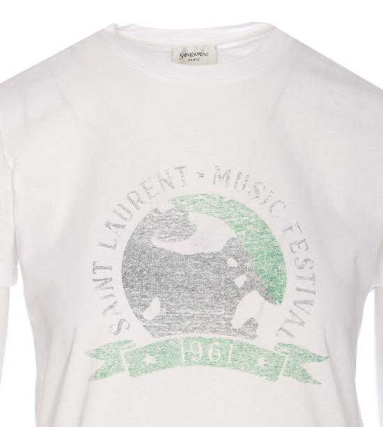 25SS 생로랑 반팔 티셔츠 817047 Y37YJ9010 White - SAINT LAURENT