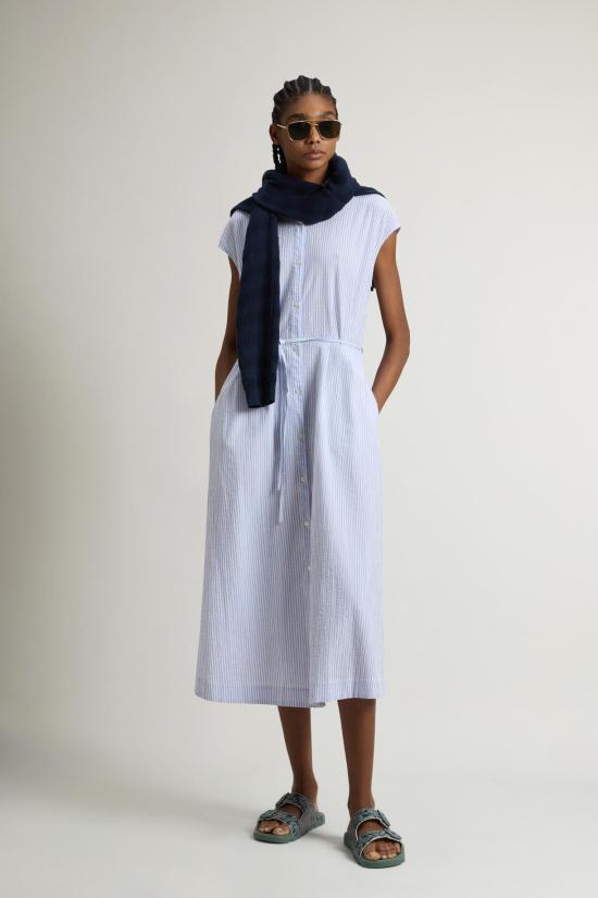 25SS 울리치 미디 원피스 CFWWDR0186FRUT4070 31010 Blue stripe - WOOLRICH