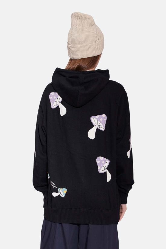  Blue&Cream 후드 티셔츠 블루&크림 머쉬룸 인타르시아 지퍼 후드 블랙/멀티 - BLUE&CREAM