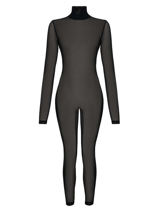  모노수트 바디수트 티셔츠 메시 롱슬리브 터틀넥 풀바디수트 블랙 - MONOSUIT