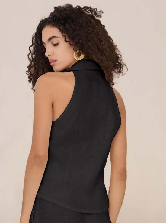  헤브론 베스트 슬론 리넨 조끼 블랙 - HEVRON