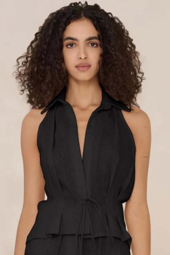  헤브론 베스트 슬론 리넨 조끼 블랙