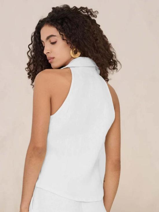  헤브론 베스트 슬론 리넨 조끼 화이트 - HEVRON