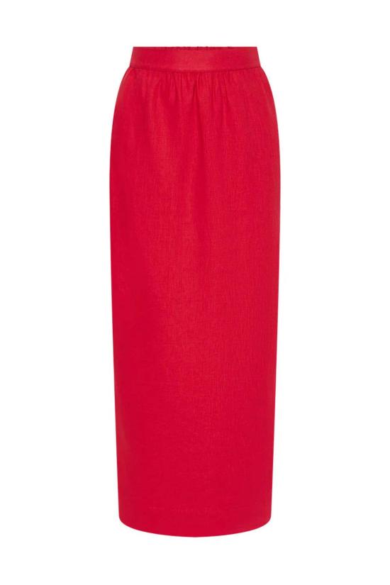  포제 롱 스커트 포세 보니 펜슬 스커트 레드 - POSSE