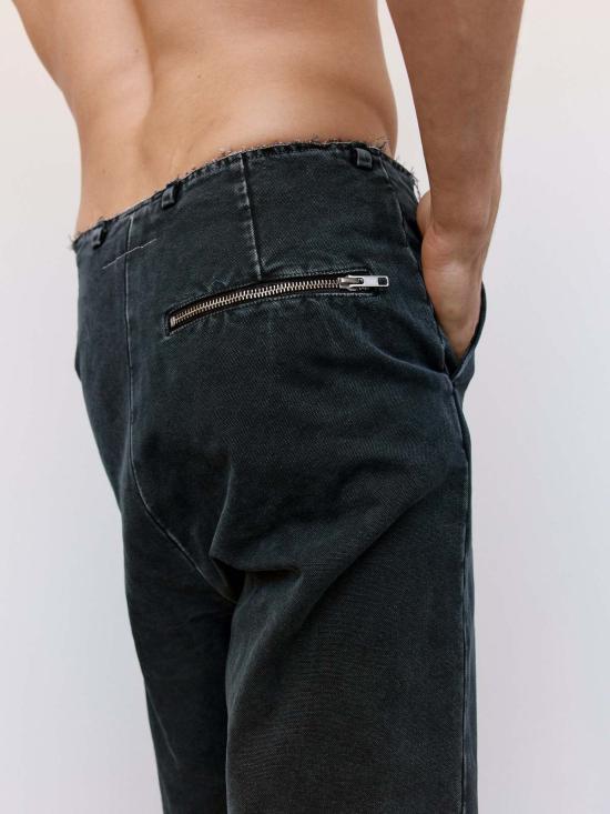  MM6 메종마르지엘라 스트레이트 팬츠 Mm6 메종 마르지엘라 코튼 캔버스 팬츠 워시드 블랙 - MM6 MAISON MARGIELA