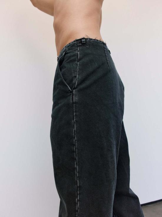  MM6 메종마르지엘라 스트레이트 팬츠 Mm6 메종 마르지엘라 코튼 캔버스 팬츠 워시드 블랙 - MM6 MAISON MARGIELA