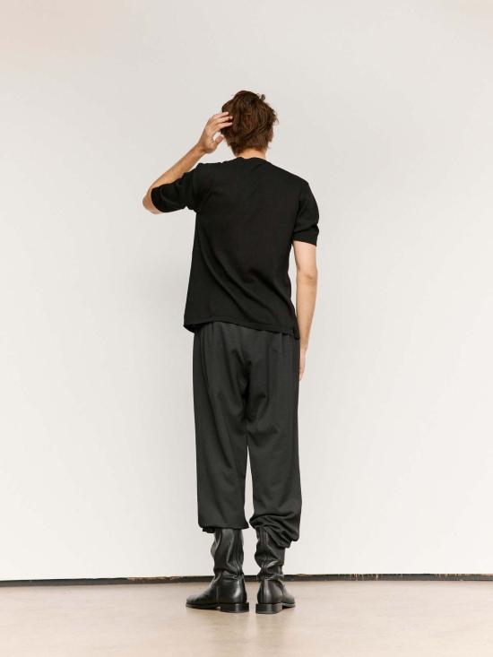  르메르 반팔 셔츠 니트 코튼 반팔 오버 블랙 - LEMAIRE