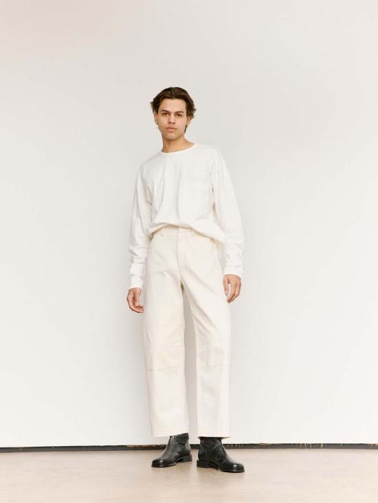  르메르 긴팔 티셔츠 박스형 롱슬리브 티셔츠 칠크 - LEMAIRE