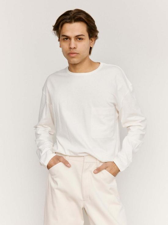  르메르 긴팔 티셔츠 박스형 롱슬리브 티셔츠 칠크 - LEMAIRE