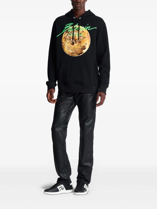  발망 후드 티셔츠 EH0JT047GE78 black - BALMAIN