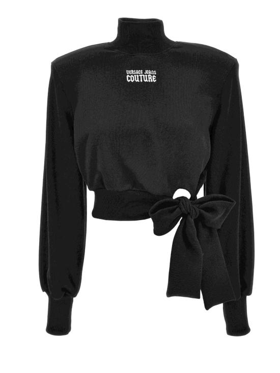 24FW 베르사체 보우 타이 디테일 모크넥 스웨트 셔츠  77HAI311 F0010899 Black