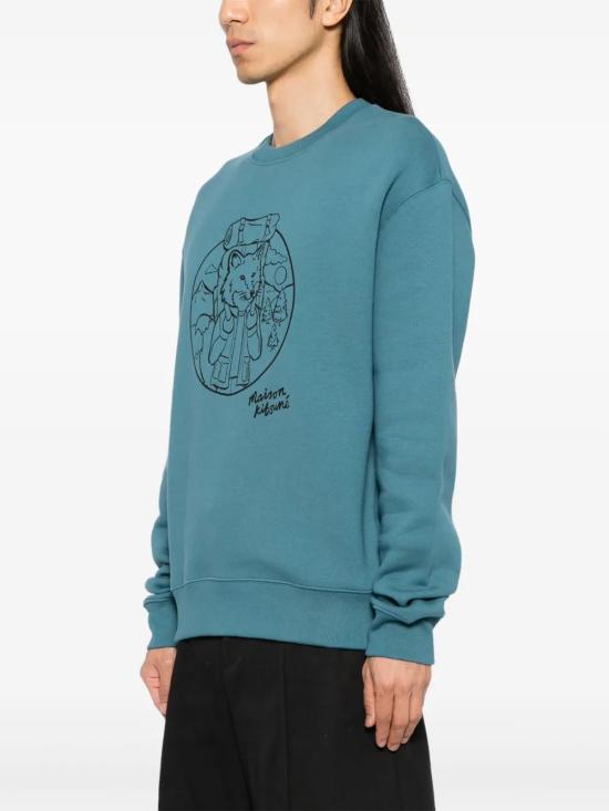  메종키츠네 긴팔 티셔츠 NM00314KM0307P446 blue - MAISON KITSUNE