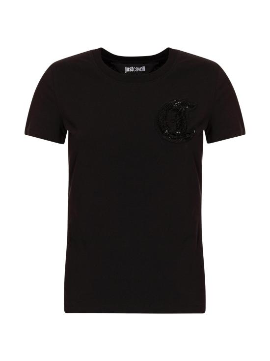  저스트까발리 반팔 티셔츠 77PAHE12 CJ112899 Black