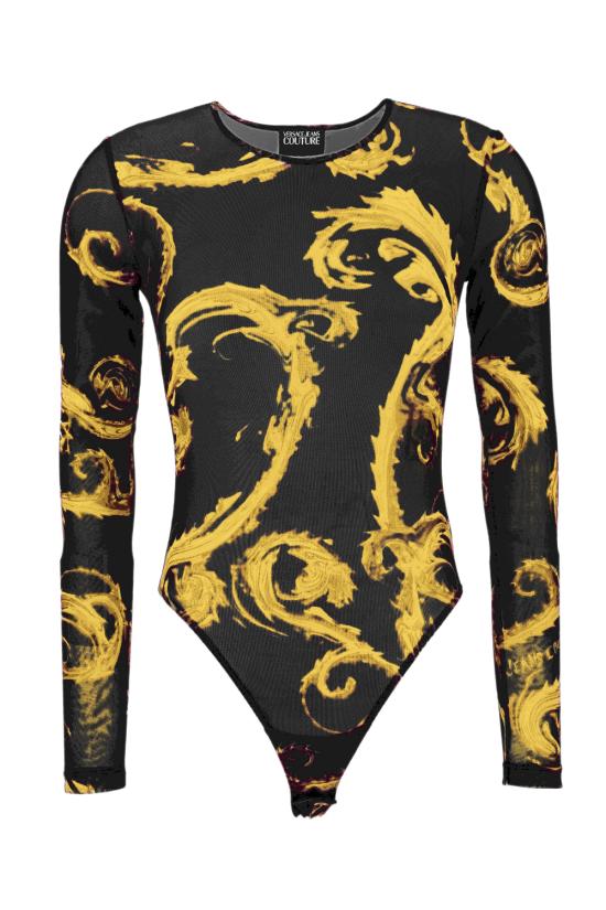 24FW 베르사체 바디수트 티셔츠 77HAM2A1 JS360G89 Black