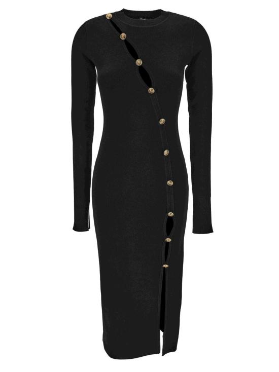 24FW 베르사체 미디 원피스 77HAOMB3 CM61H899 Black