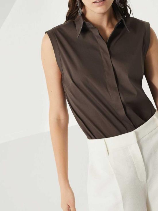  브루넬로 쿠치넬리 블라우스 M0091MA616C8705 Brown - BRUNELLO CUCINELLI