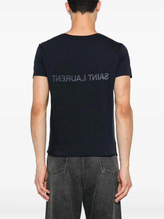  생로랑 반팔 티셔츠 663278Y36HE navy - SAINT LAURENT